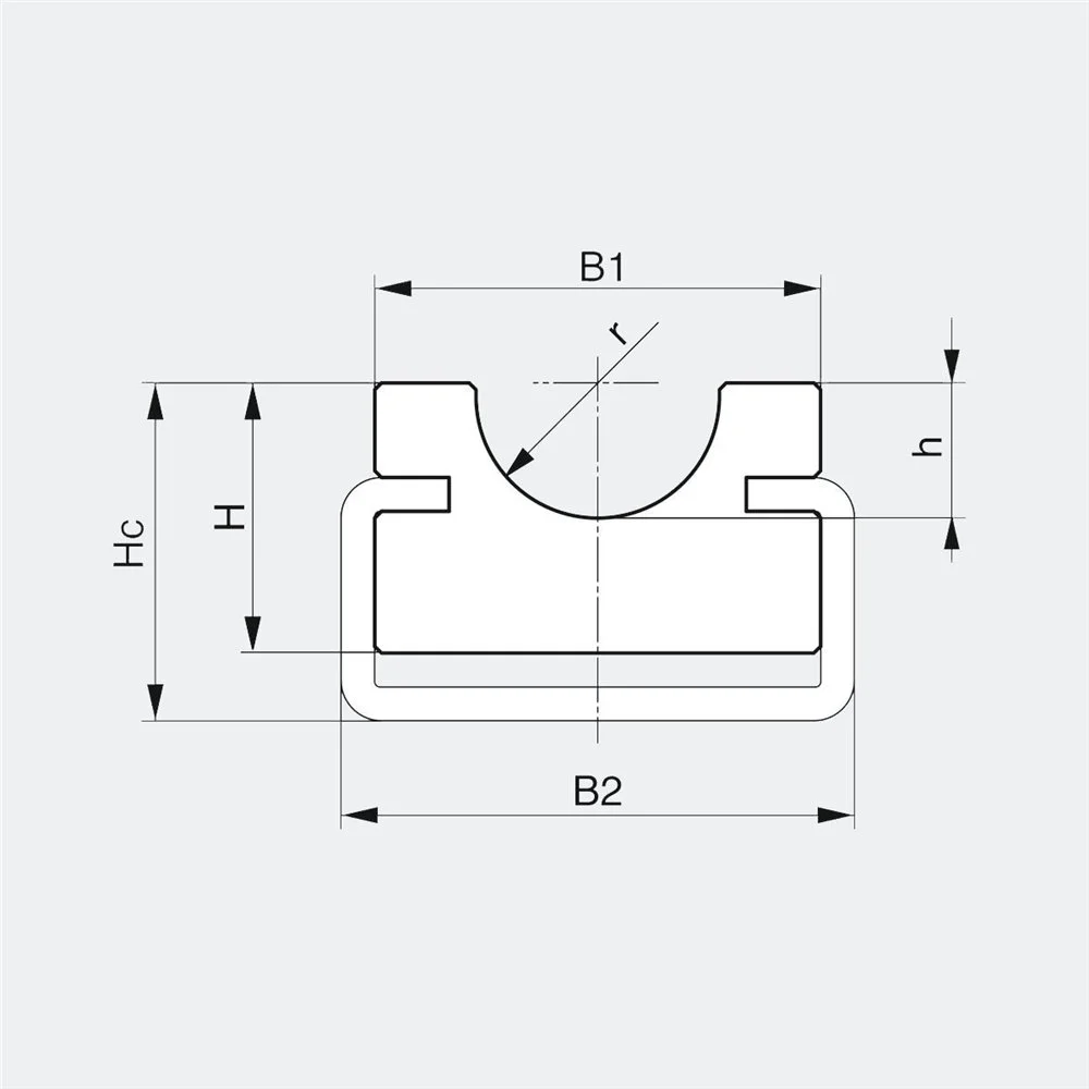 Gleitschiene für Typ RRC für Rundriemen